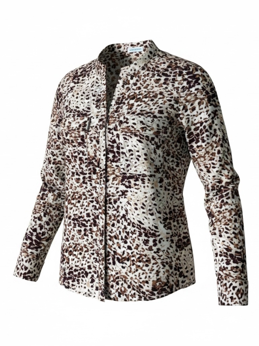 Calvin Klein Women’s Leopard Print Button-Down Shirt in Cream Burgundy